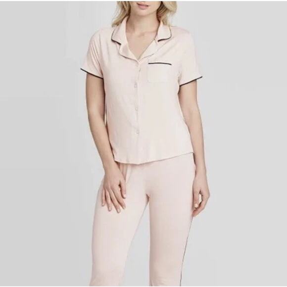 NWT Stars Above Light Pink Short Sleeve Button Down Pajama Top Women's Size XS - Picture 1 of 7